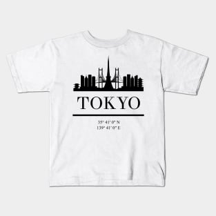 TOKYO JAPAN BLACK SILHOUETTE SKYLINE ART Kids T-Shirt